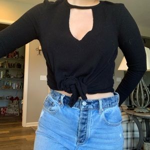 Black cutout blouse